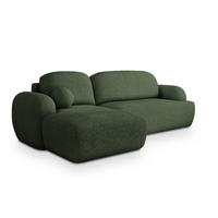 ECKSOFA MODENZA N L-S Grün Boucle-Stoff mit Schlaffunktion - Grün, Holz (266/148cm) - MASSENO