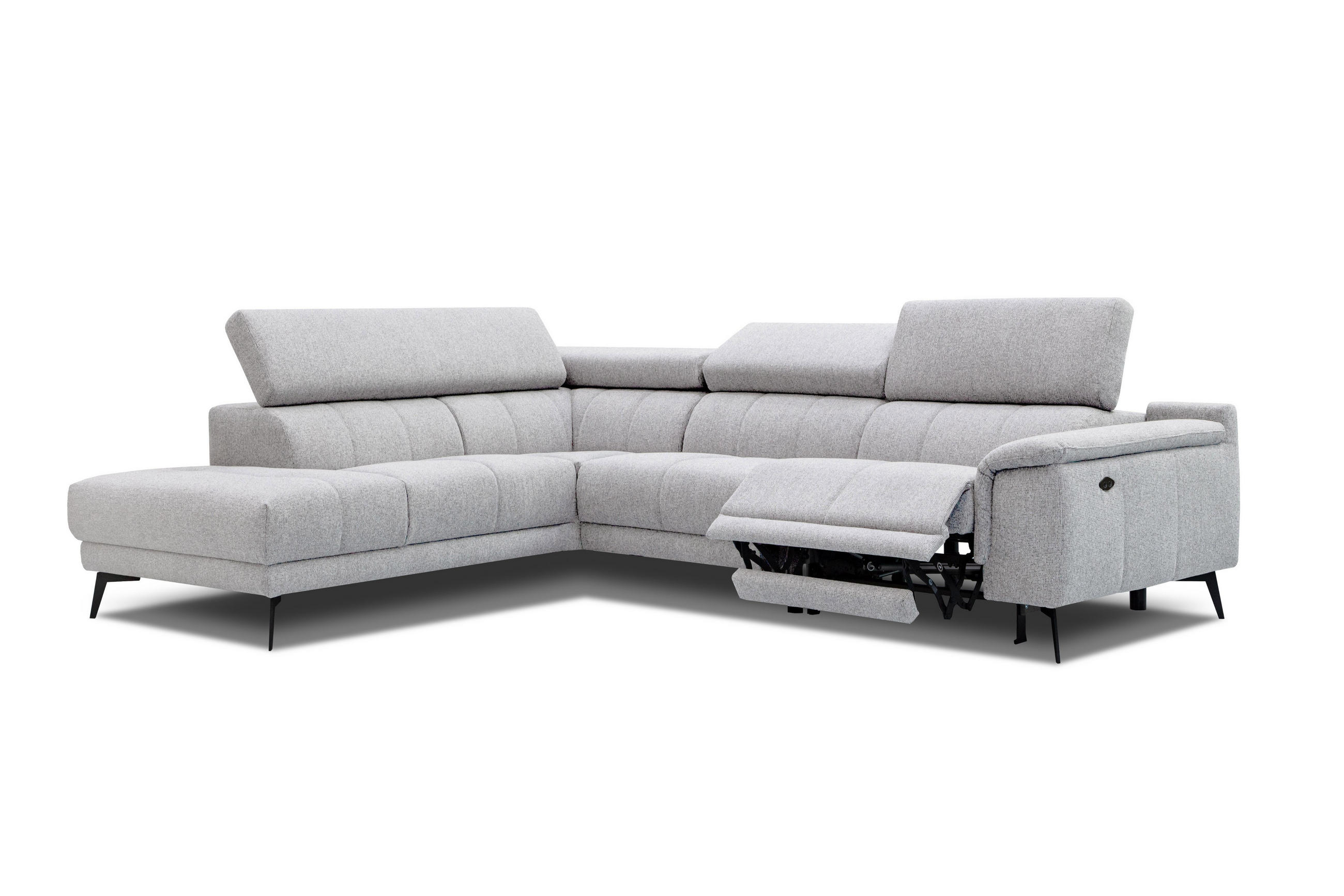 ECKSOFA FIERO 5-Sitzer mit 1 Relaxfunktion, hellgrau - Hellgrau, Holzwerkstoff/Textil (228/290cm) - Courtois Laville