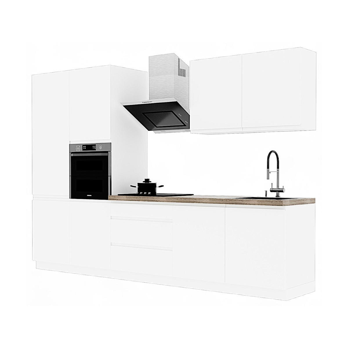 KÜCHENLEERBLOCK – 320 cm – K57-G320 – Velmora – Weiß – ohne E-Geräte - Weiß, Holzwerkstoff (320/212/60cm) - ROYAL24_MARKT