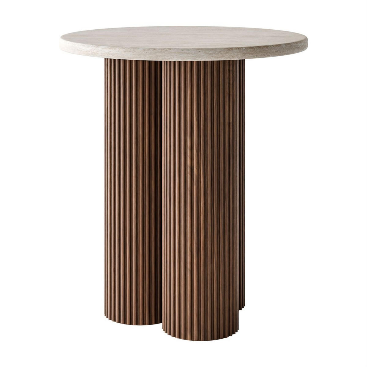 COUCHTISCH CANYON S mit gerilltem Sockel - Nussbaumfarben, Holzwerkstoff (50/50/56cm) - Lookway