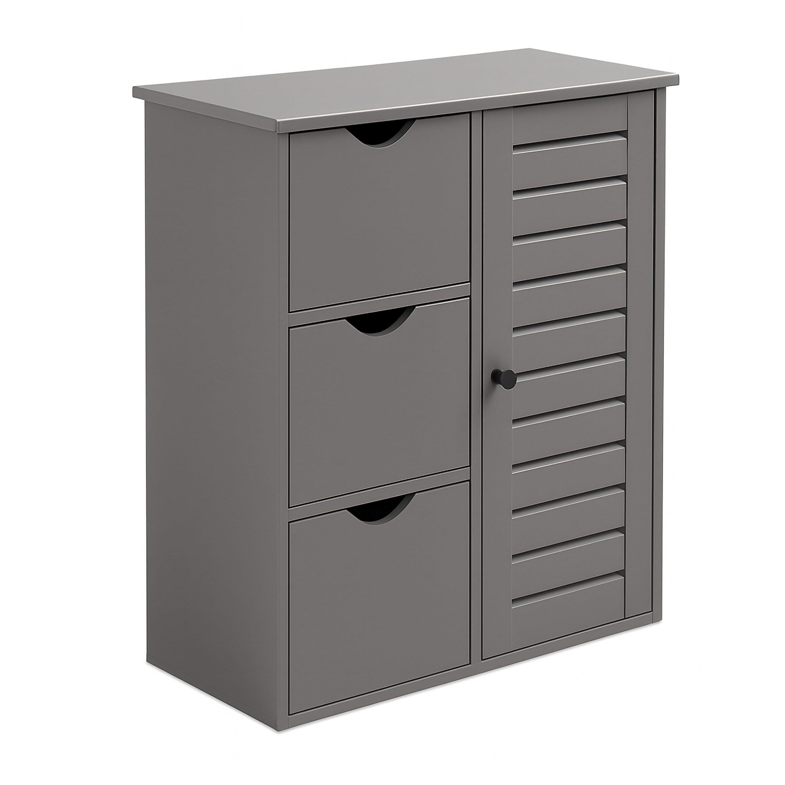 BADEZIMMERSCHRANK - Schwarz/Grau, Holzwerkstoff/Kunststoff (60/80/30cm) - Relaxdays