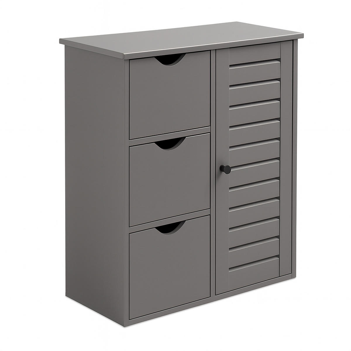 BADEZIMMERSCHRANK - Schwarz/Grau, Holzwerkstoff/Kunststoff (60/80/30cm) - Relaxdays