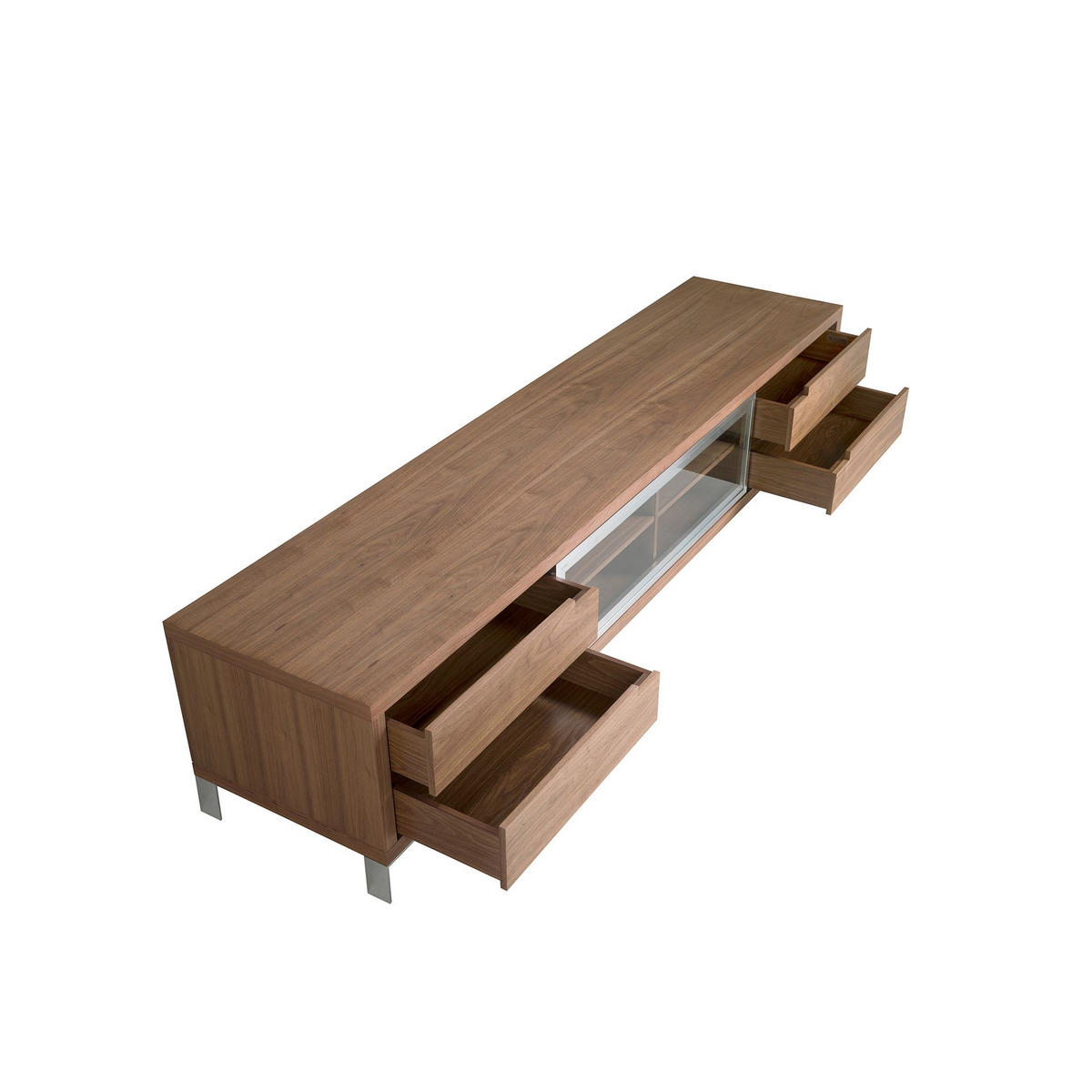 TV-ELEMENT TV-Ständer aus Nussbaum und verchromtem Stahl 238/53/51 cm - Edelstahlfarben/Walnussfarben, Holz/Metall (238/51/53cm) - ANGEL CERDA