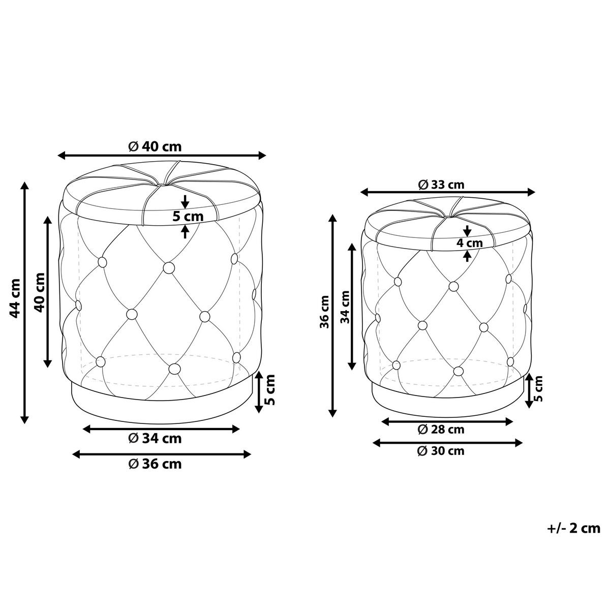 POUF 2er-Set Taupe Pueblo - Taupe/Goldfarben, Textil (33/44/33cm) - Beliani