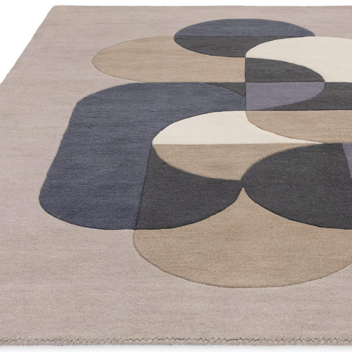 TEPPICH Schurwolle handgetuftet geometrisch Mehrfarbig HULL-Beverley, Hellgrau 200x300 cm - Hellgrau, Textil (200/300cm) - KADIMA DESIGN