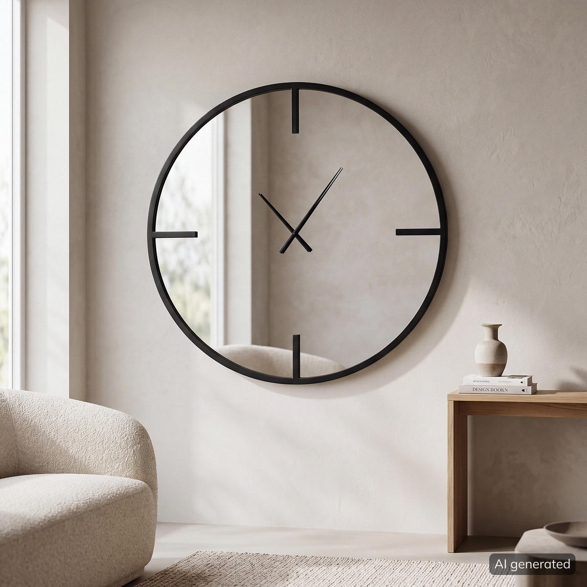 WANDUHR - Schwarz - Metall - Schwarz, Metall (80/80/4cm) - home24