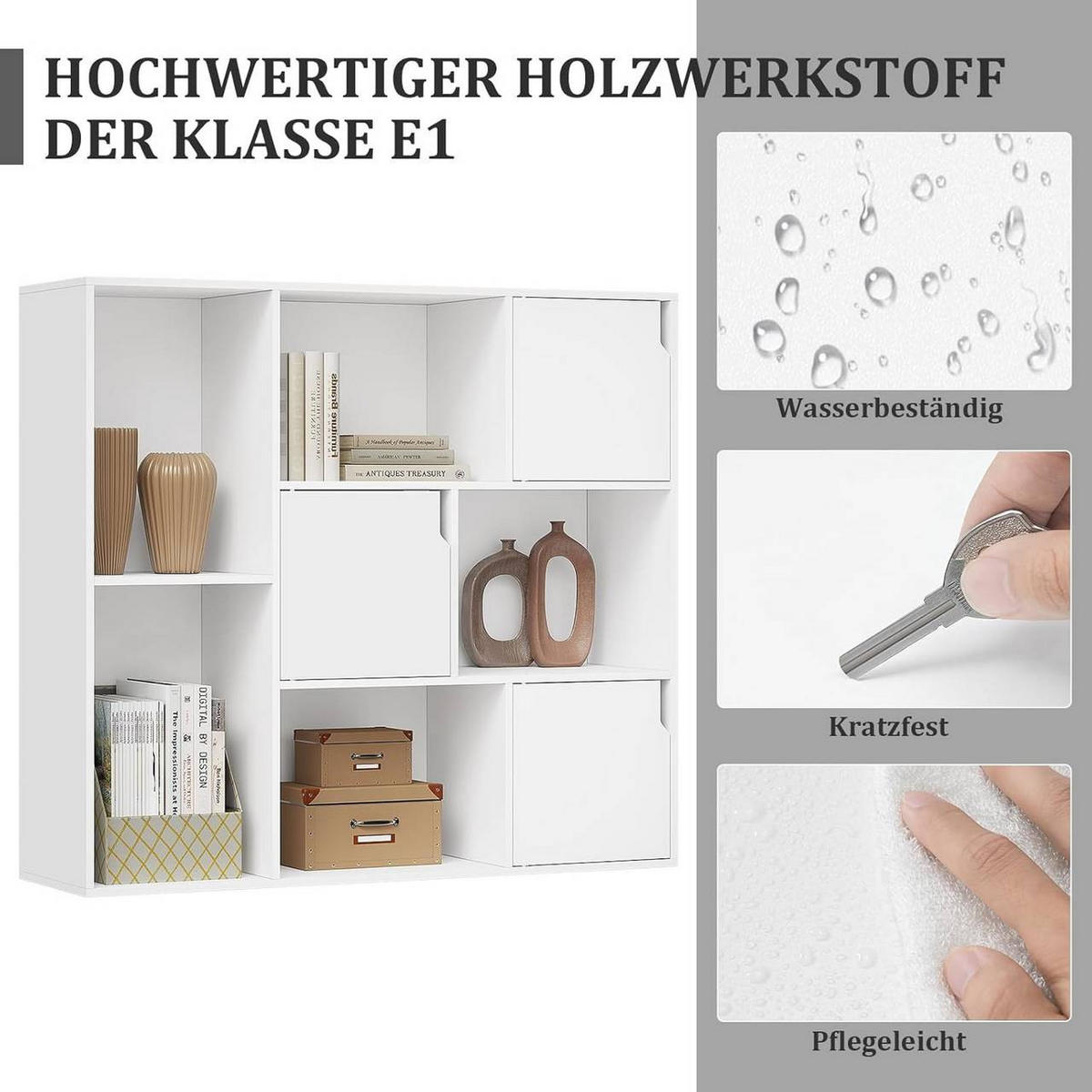 REGALE Bücherregal mit 8 Fächern,106x96x30 cm, Weiß - Weiß, Holzwerkstoff (106/96/30cm) - Woltu