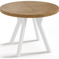 ESSTISCH Twixy runder ausziehbarer, Lancelot Eiche 100-150/100/76 cm - Eichefarben/Weiß, Holz/Holzwerkstoff (100/100/76cm) - WFL GROUP