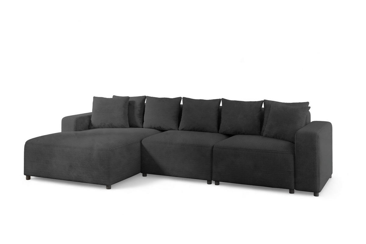 ECKSOFA Megan In Poso - Dunkelgrau, Holzwerkstoff/Textil (331/165cm) - Fun Möbel
