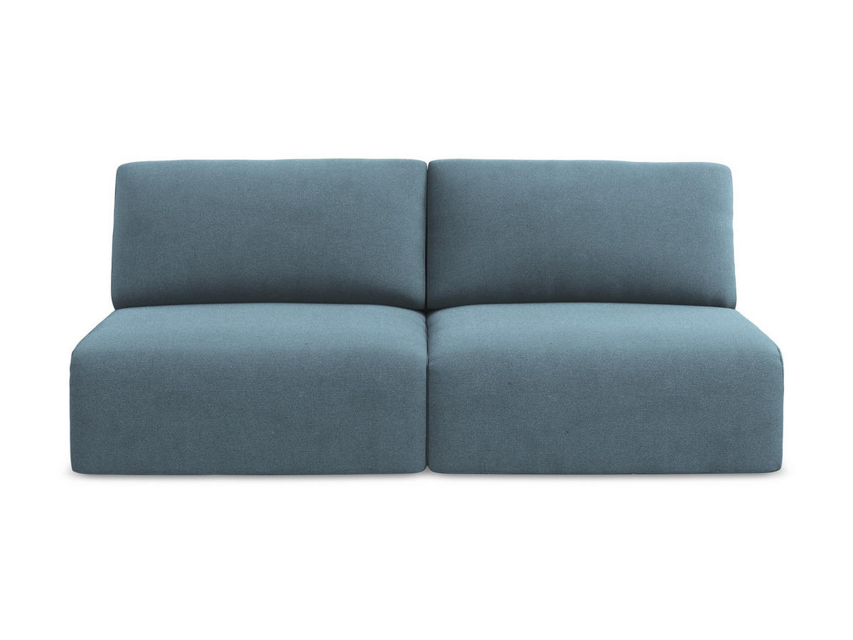 3-SITZER SOFA mit Schlaffunktion Strukturstoff Stoff Blau - Blau/Schwarz, Kunststoff/Textil (216/79/102cm) - Makamii