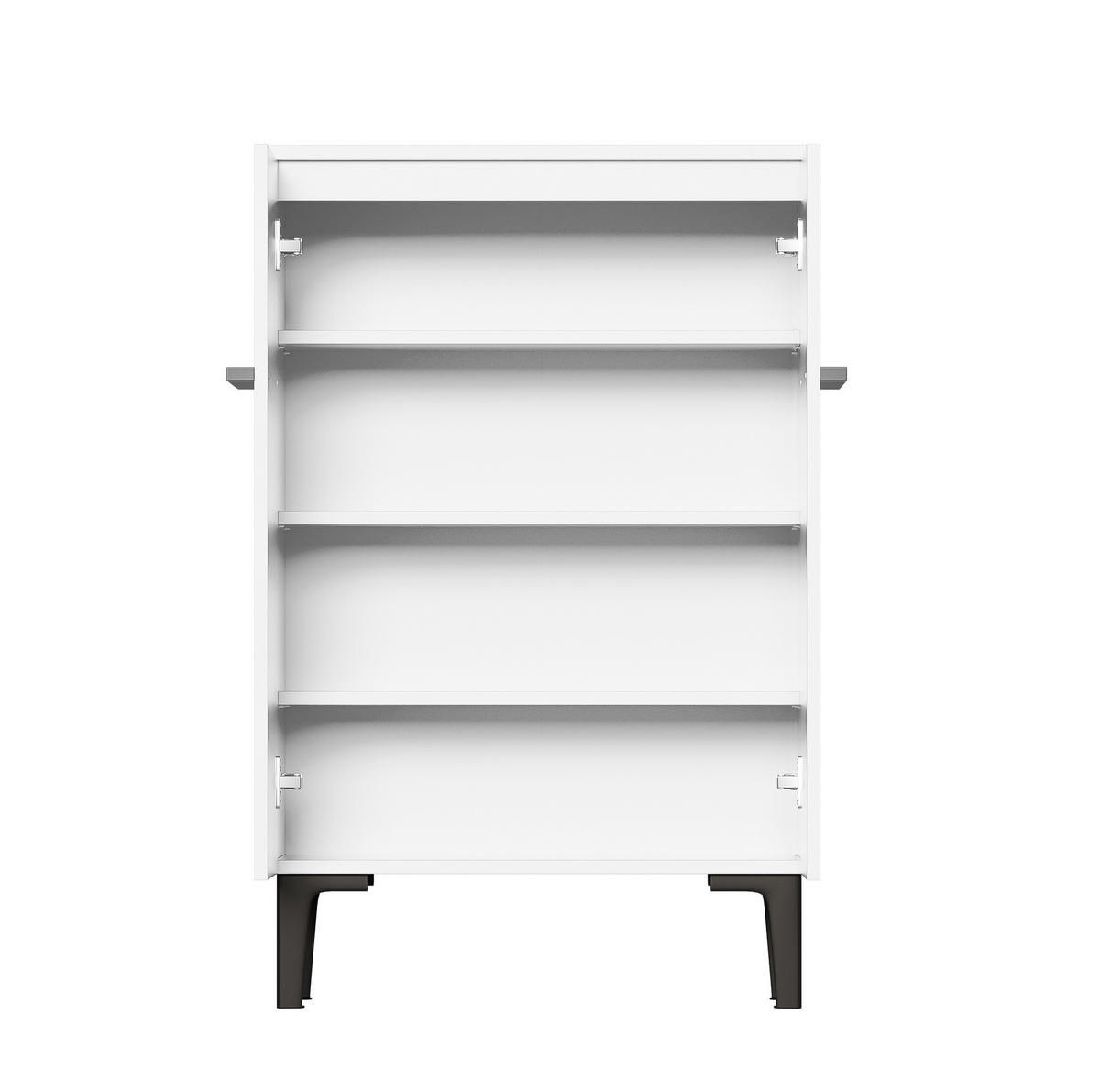 SCHUHSCHRANK 60/34,5/95 cm in Weiß mit Doppeltüren und verstellbaren Einlegeböden - Weiß, Holzwerkstoff (60/95/34.5cm) - Flora Grace