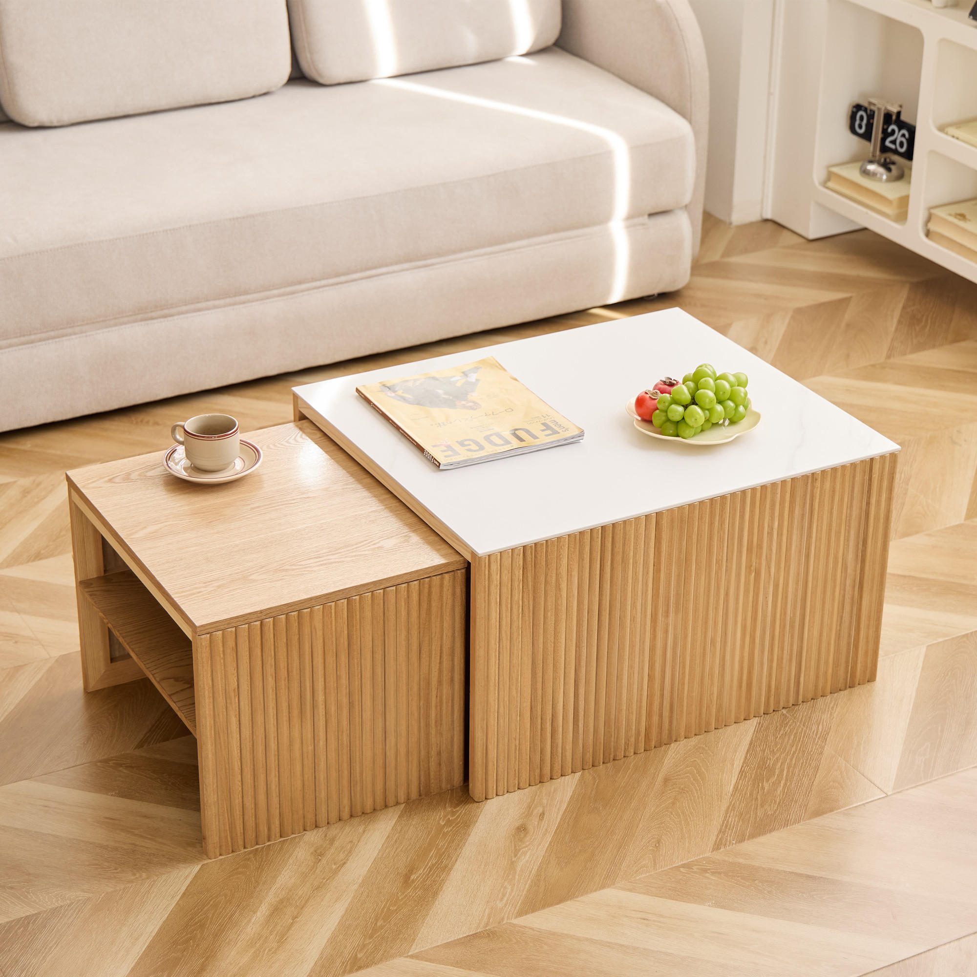 COUCHTISCH (2er Set) Rechteckig Braun 50 x 39 x 36 cm / 70 x 60 x 40 cm - Braun, Holz (60/70/40cm) - Nordlys