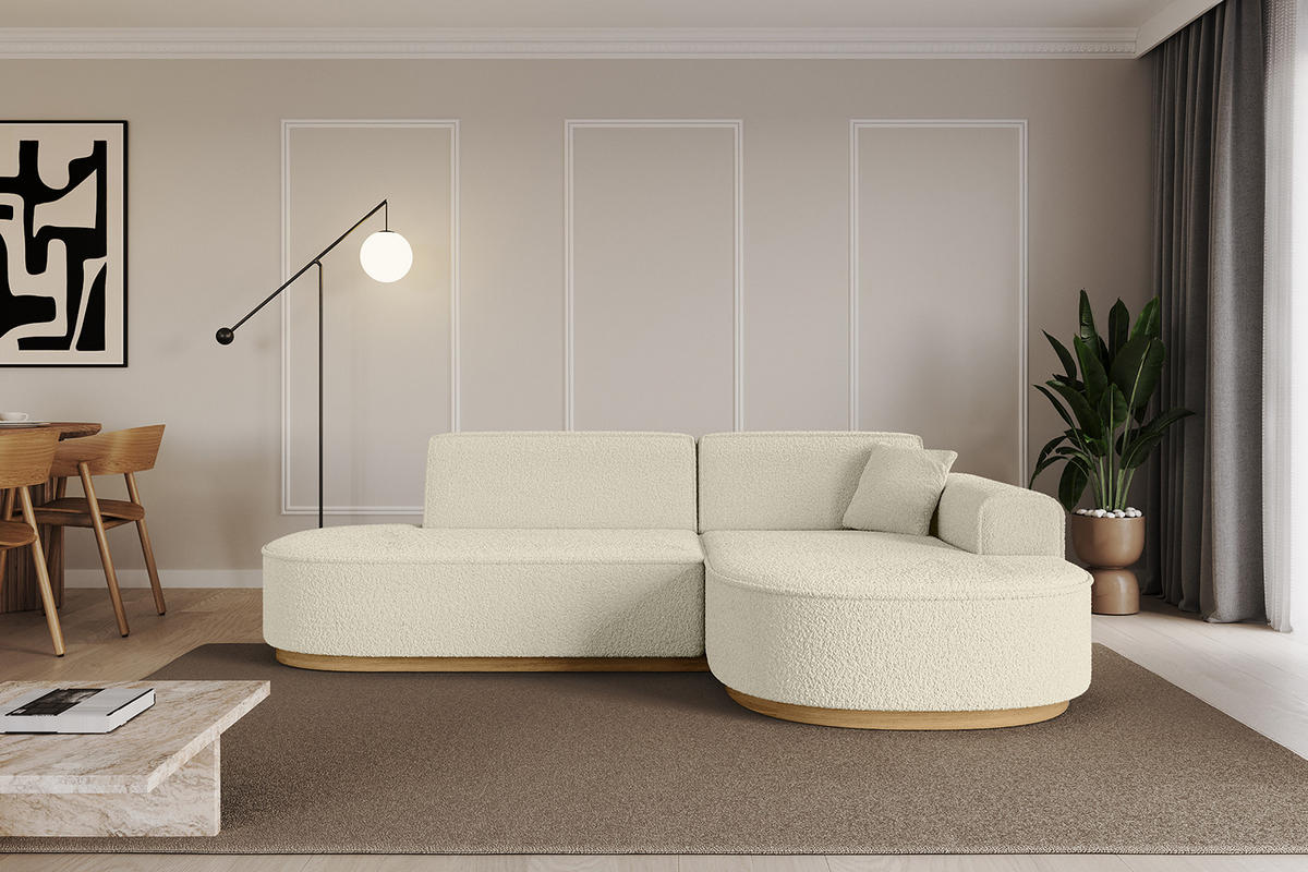 ECKSOFA Ottomane Rechts MARI-L1-v2 - 243x171x83 cm Beige Bouclé - Beige, Holzwerkstoff/Textil (171/243cm) - ALTDECOR