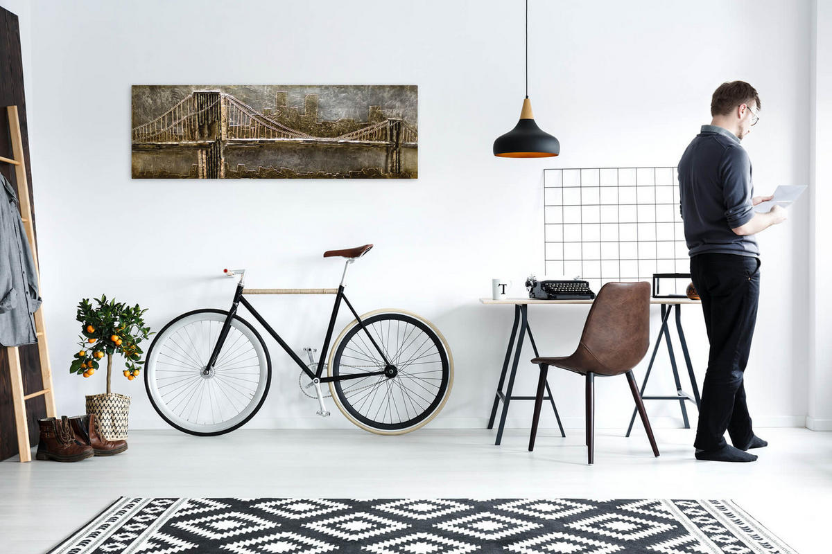 HOLZBILD Grau 144/44 cm - Braun/Grau, Holz (6.71/44cm) - KUNSTLOFT