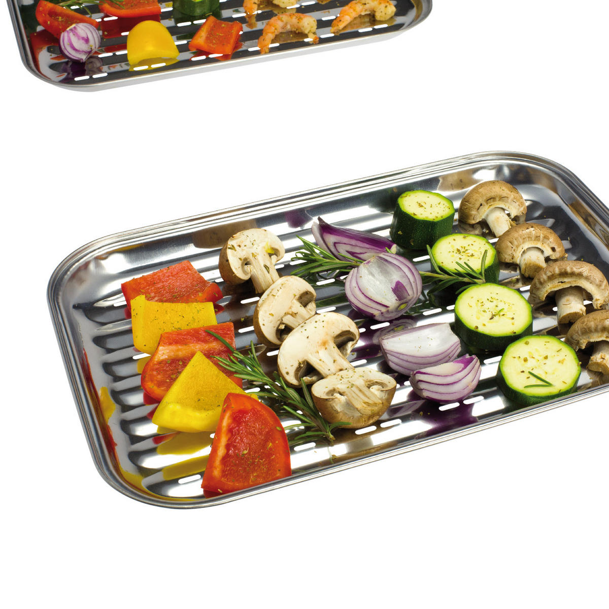 GRILLSCHALE 2er-Set, silber, Edelstahl - Edelstahlfarben, Metall (24.5/2.5/35cm) - bremermann