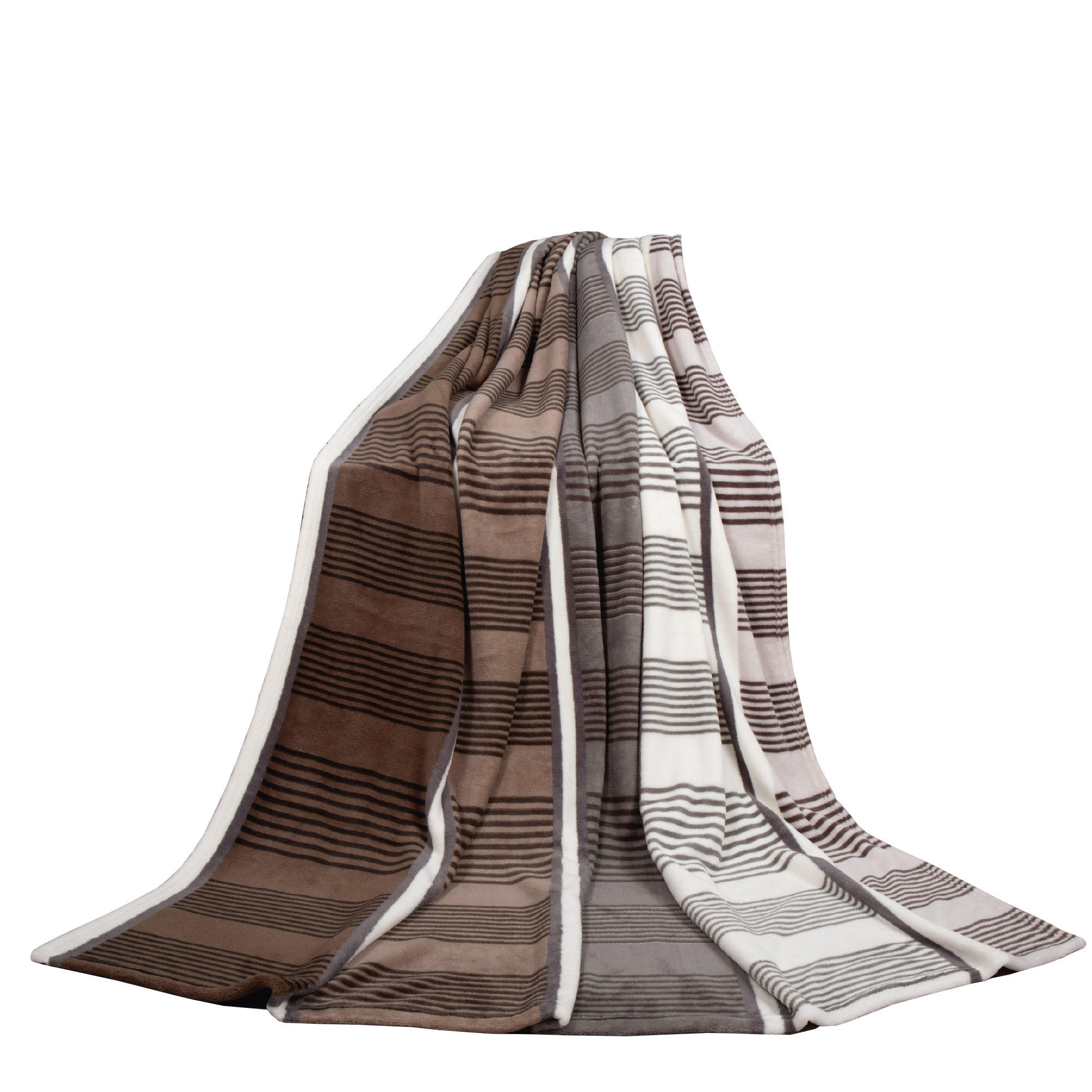 KUSCHELDECKE Mikrofaser 150x200 cm Streifen 150x200cm - Braun, Textil (150/200cm)
