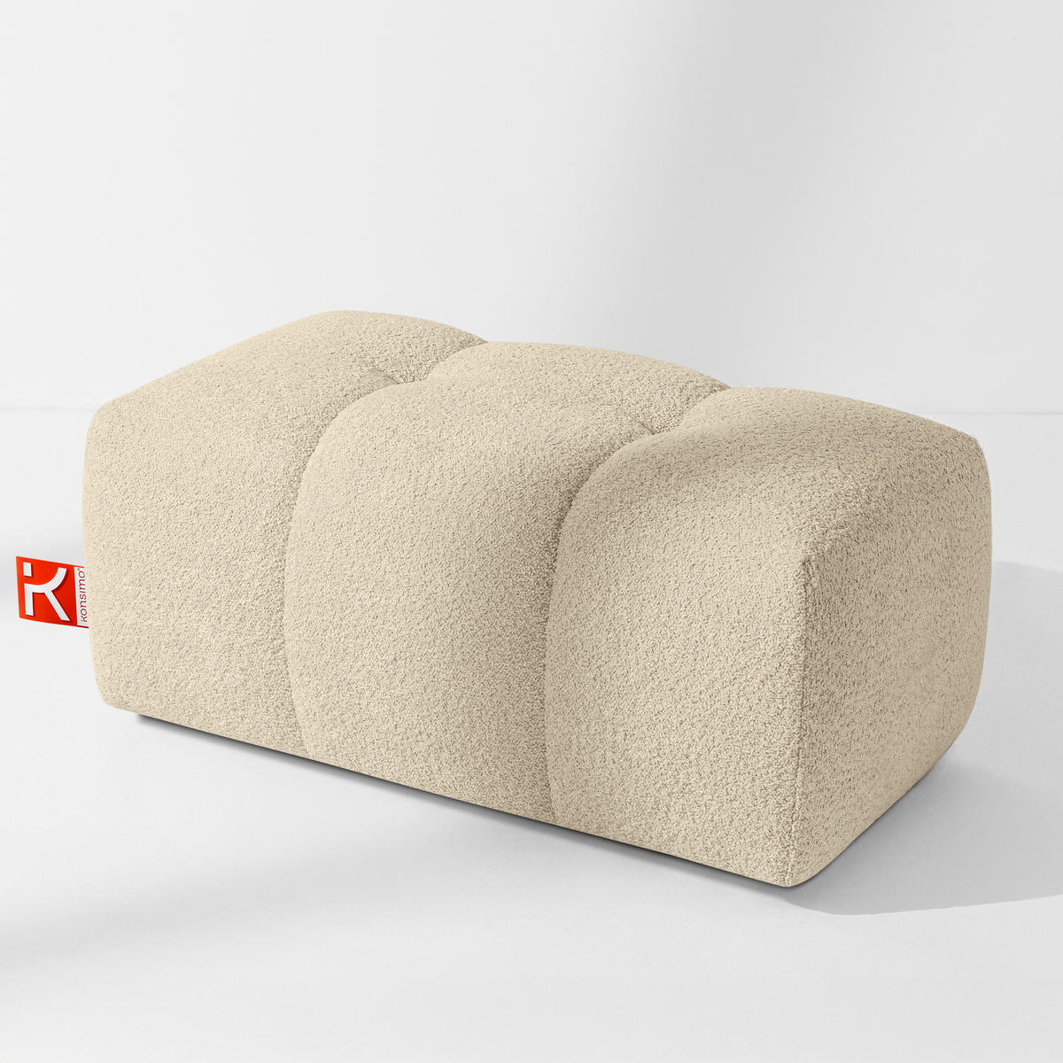 POUF RAVIA, Bouclé, Hellbeige - Beige, Holz/Textil (96/45/50cm) - KONSIMO®