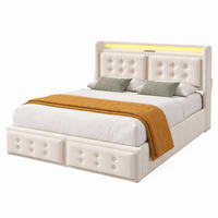POLSTERBETT mit Stauraum und Matratze 160x200 cm Baumwoll-Leinen Beige - Beige, Metall (160/200cm) - Beauniv