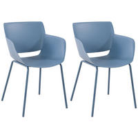 STUHL 2er Set Kunststoff Blau - Blau, Kunststoff/Metall (58/80/54cm) - CLP
