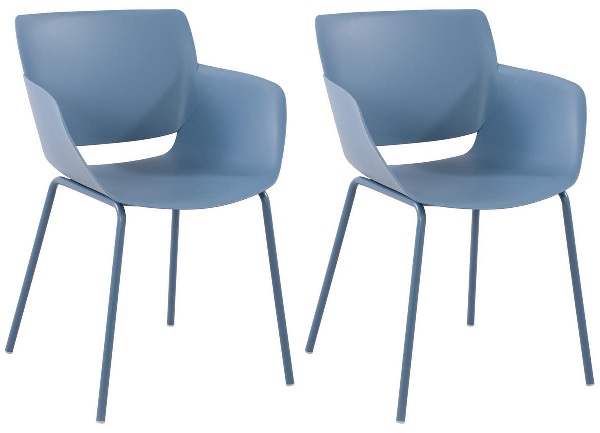 STUHL 2er Set Kunststoff Blau - Blau, Kunststoff/Metall (58/80/54cm) - CLP