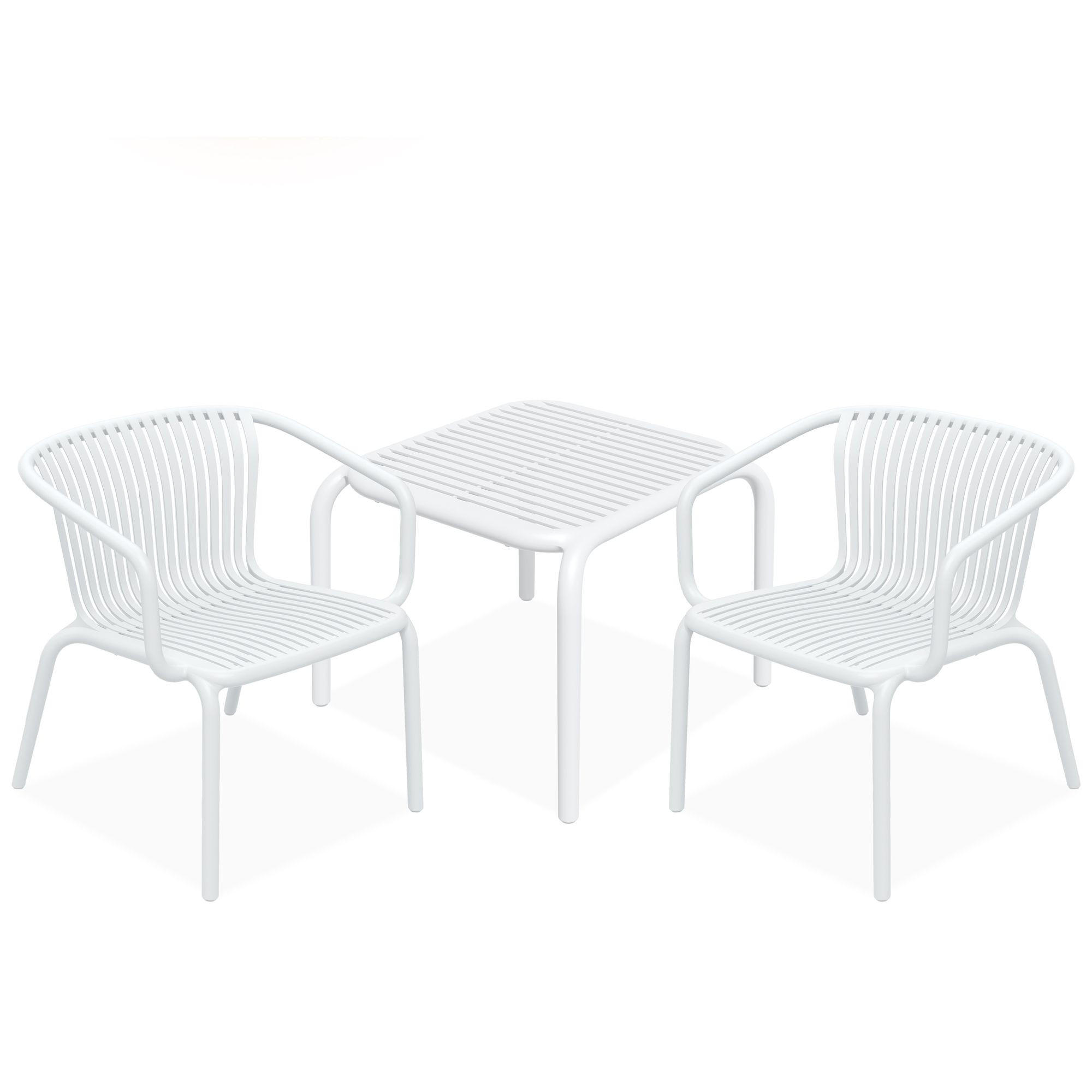 GARTEN ESSGRUPPE FICCARI, Gartenmöbel-Set 3-tlg, Weiß - Weiß, Kunststoff - KONSIMO®