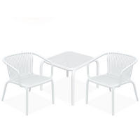 GARTEN ESSGRUPPE FICCARI, Gartenmöbel-Set 3-tlg, Weiß - Weiß, Kunststoff - KONSIMO®