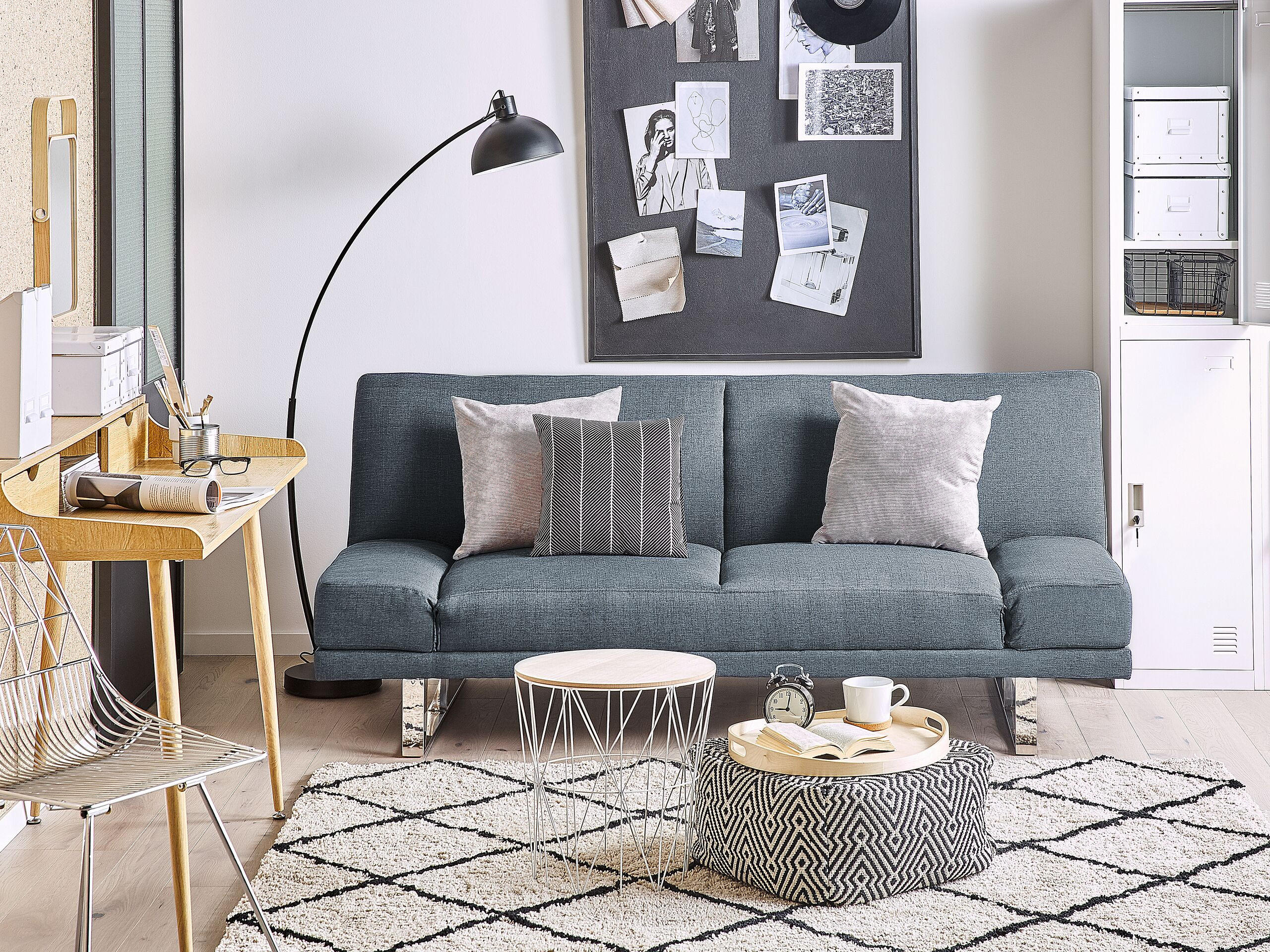 2-SITZER-SCHLAFSOFA Polyester Blau York - Dunkelblau, Textil (190/81/89cm) - Beliani