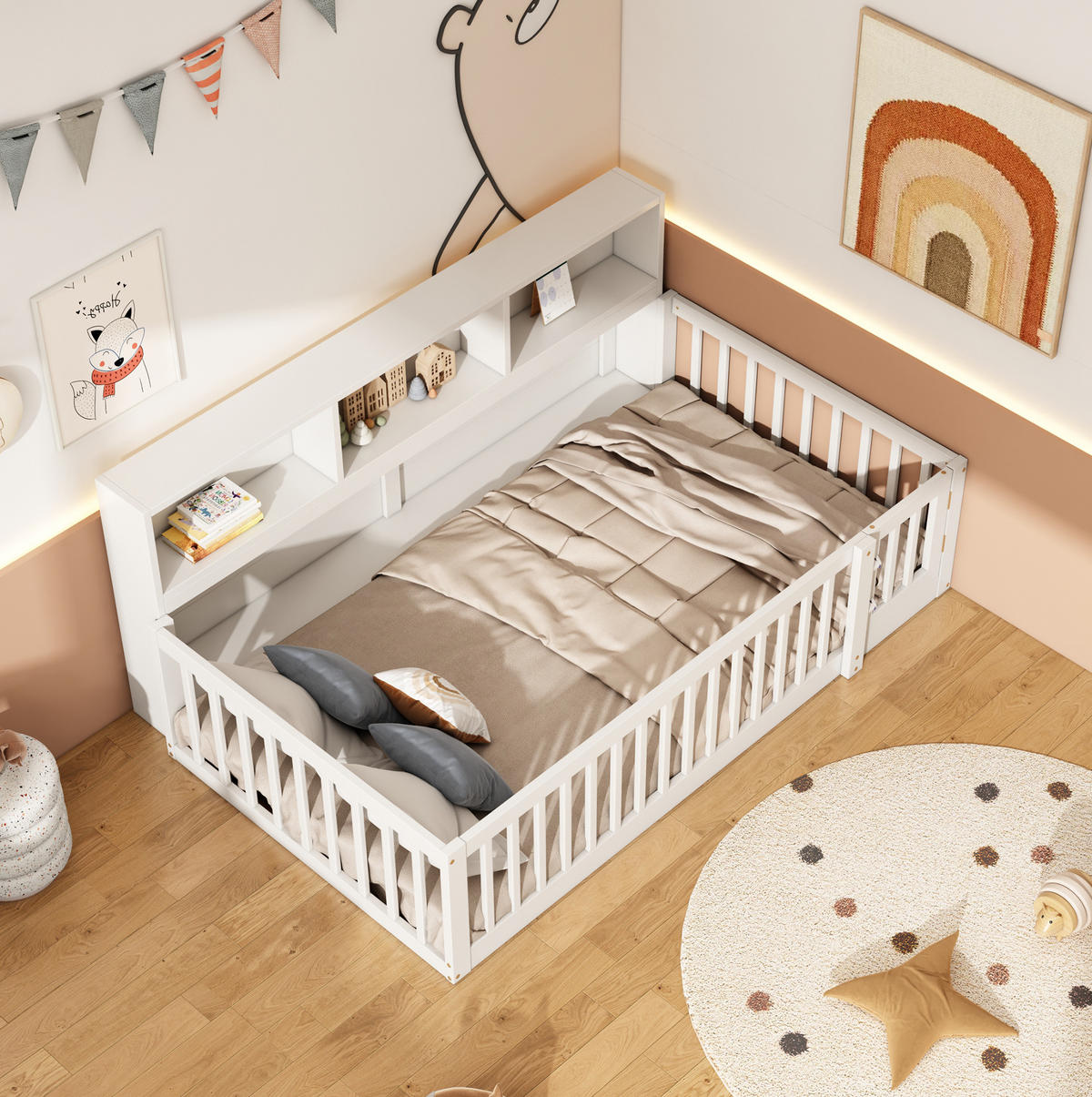 TAGESBETT 90/200 cm Weiß mit Staufach aus Kiefernholz - Weiß, Holz (90/200cm) - OKWISH
