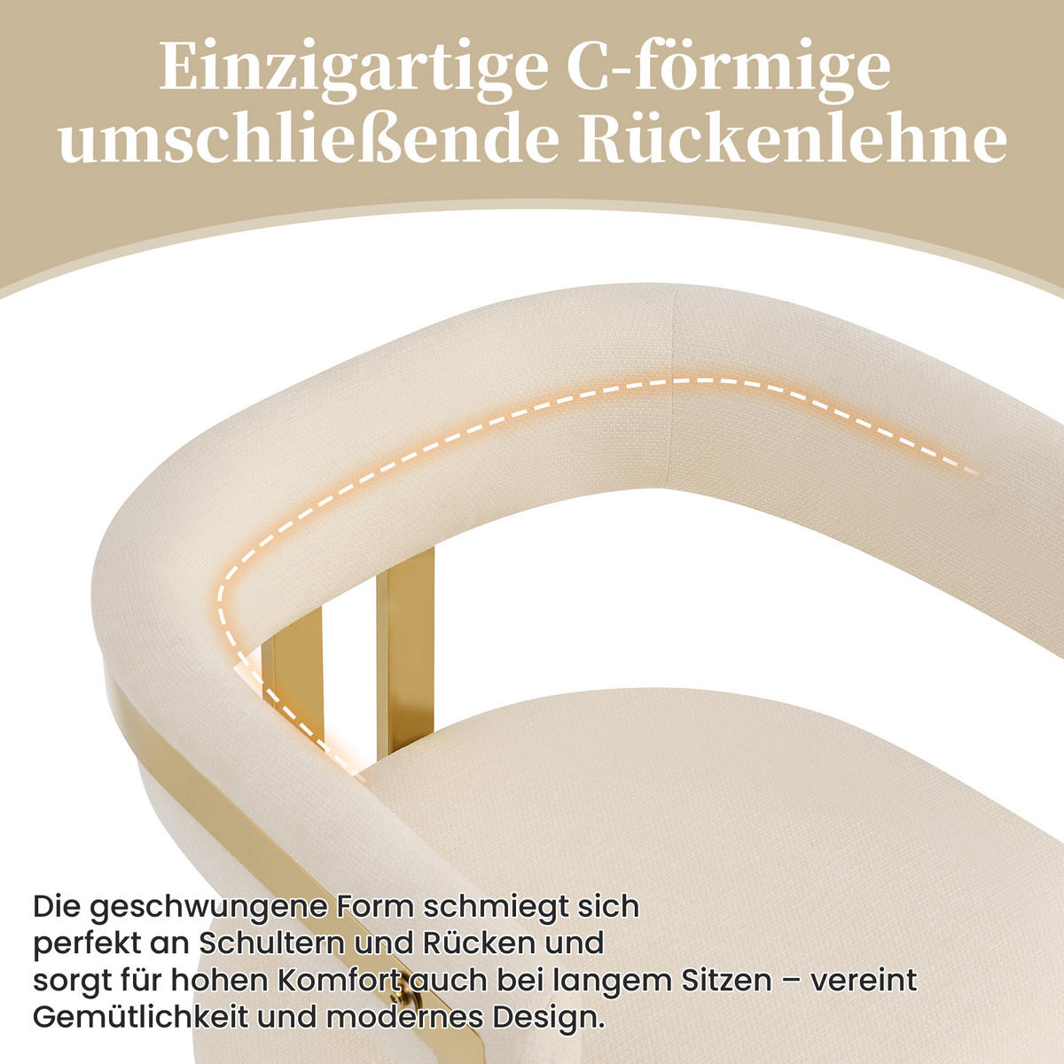 ESSZIMMERSTÜHLE 4er-Set Chenille Gold Metall Beige - Beige/Goldfarben, Textil (60/76/50cm) - FLIEKS