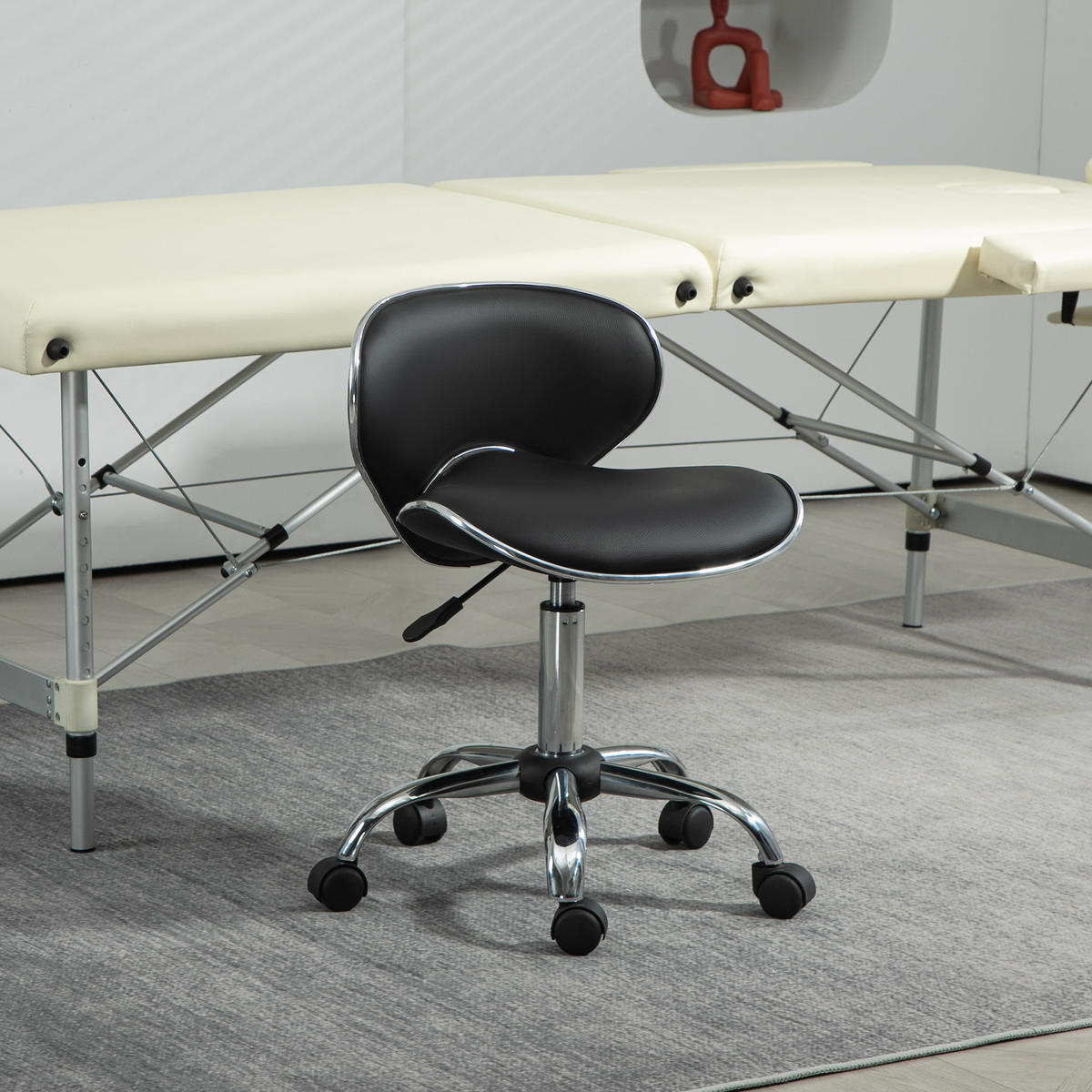 BÜROHOCKER DE-18041 höhenverstellbar 44-56 cm, Sattelform Schwarz - Schwarz, Metall (48/74/44cm) - ComfortXL