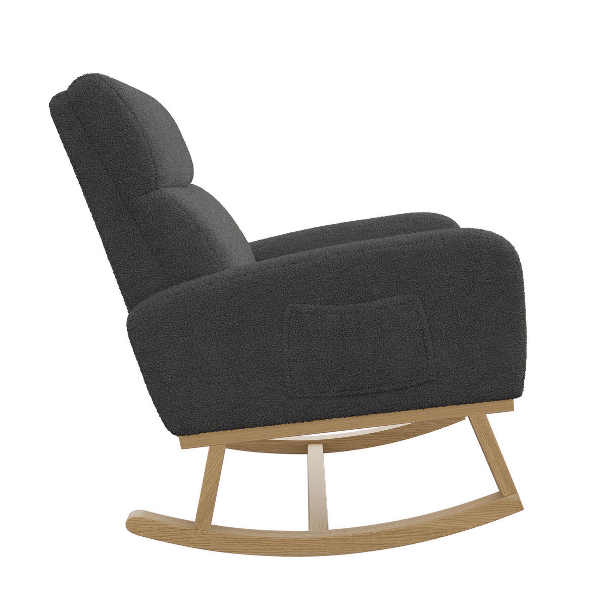 SCHAUKELSTUHL Lammleder Antirutsch Wohnzimmer dunkelgrau - Grau, Holz (78.8/87/69.2cm) - Fortuna Lai