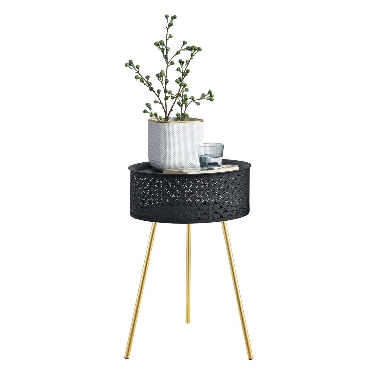 BEISTELLTISCH Forshaga - Goldfarben, Holzwerkstoff (40/40/65cm) - [en.casa]