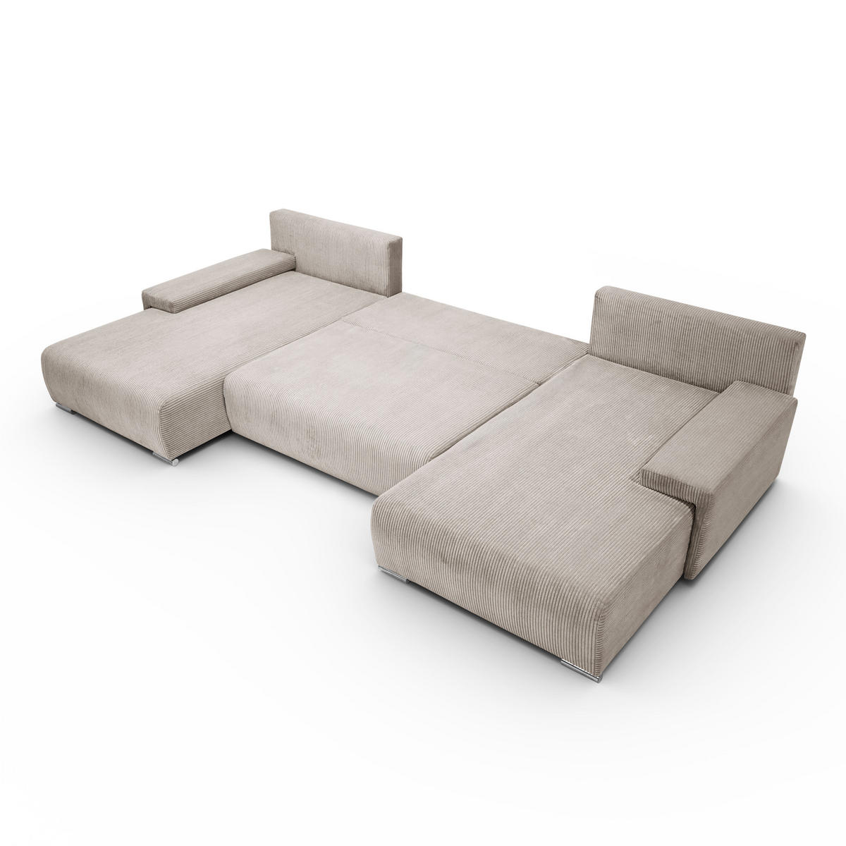 ECKSOFA U-Form Livorno Schlaffunktion Cord-Stoff Beige - Beige, Holz/Kunststoff (348/93/188cm) - Kaiser Möbel