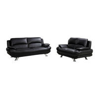 COUCHGARNITUR - 5 Personen - kunstleder - schwarz Musko - Schwarz, Leder (150/89/91cm) - Vente-Unique