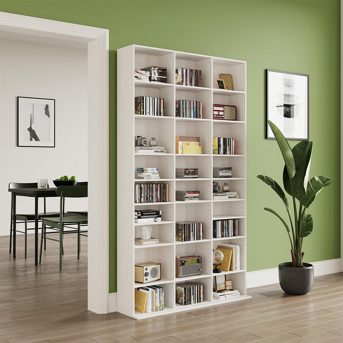 CD-REGAL Anna Weiß 102 x 178 cm mit 27 Fächern - Weiß, Holzwerkstoff (102/178/23cm) - Vicco
