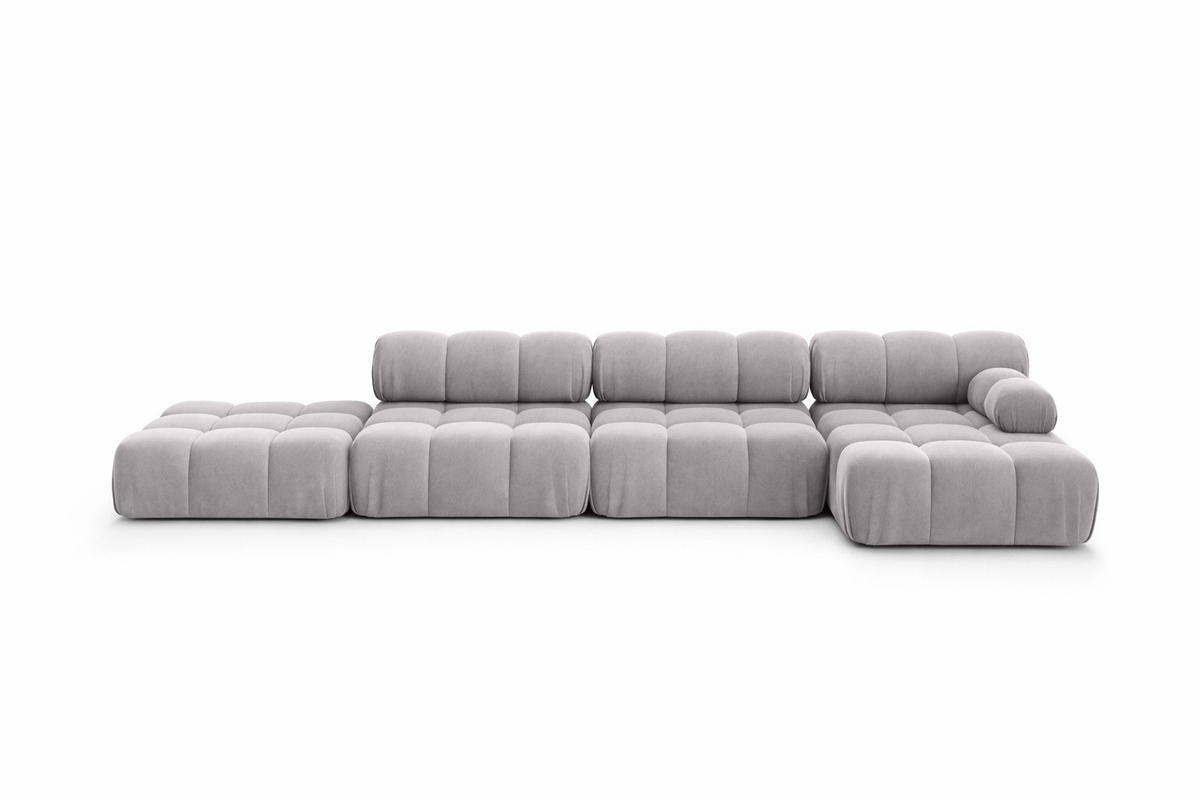 ECKSOFA L-Form XL, Stoff Velours Salvador, Grau, Rechts, Selia L XL - Grau, Holz (380/160cm) - Kaiser Möbel