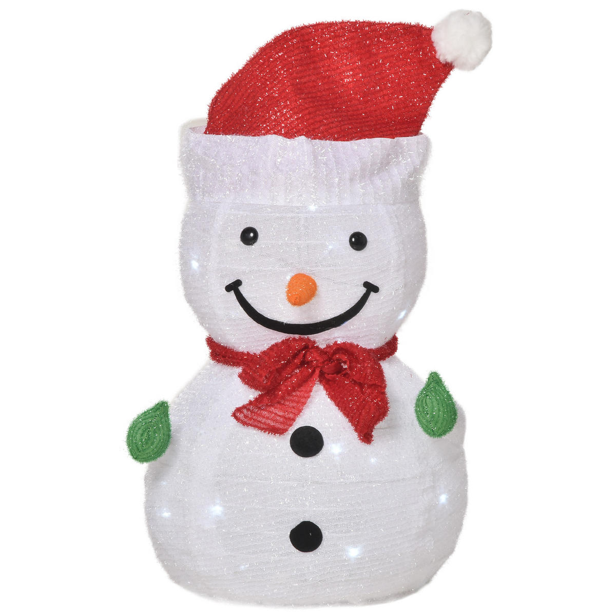 SCHNEEMANN Weihnachtsdekoration mit LED-Lichter Modell Dekoration Polyester - Rot/Weiß, Kunststoff (30/51/30cm) - Outsunny