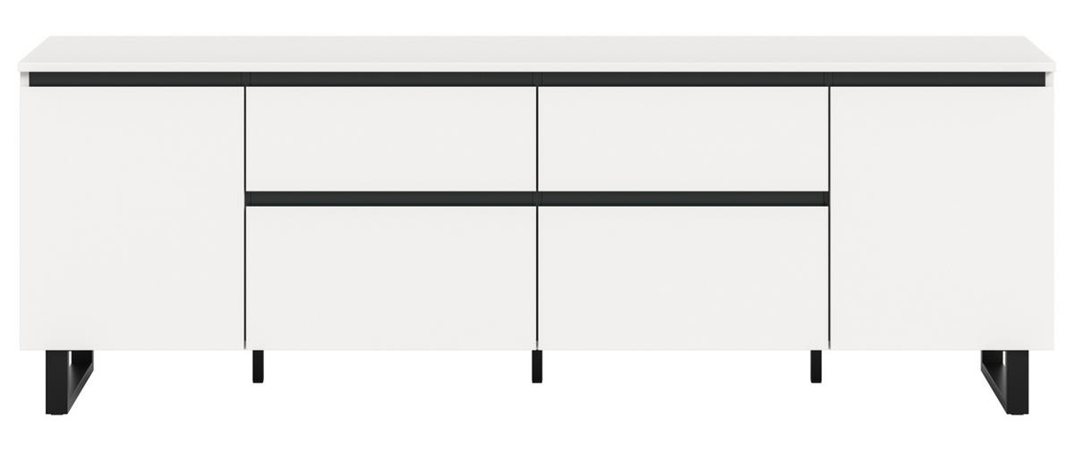 TV-LOWBOARD weiß, schwarz, TV Unterteil 188 x 65 cm, Soft-Close und Komforthöhe, Gelia - Schwarz/Weiß, Holzwerkstoff/Metall (188/65/36cm) - Inn.Furn