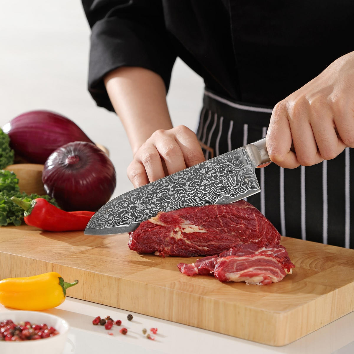 SANTOKUMESSER 17 cm - Birkefarben, Holz/Metall (31cm) - Zayiko