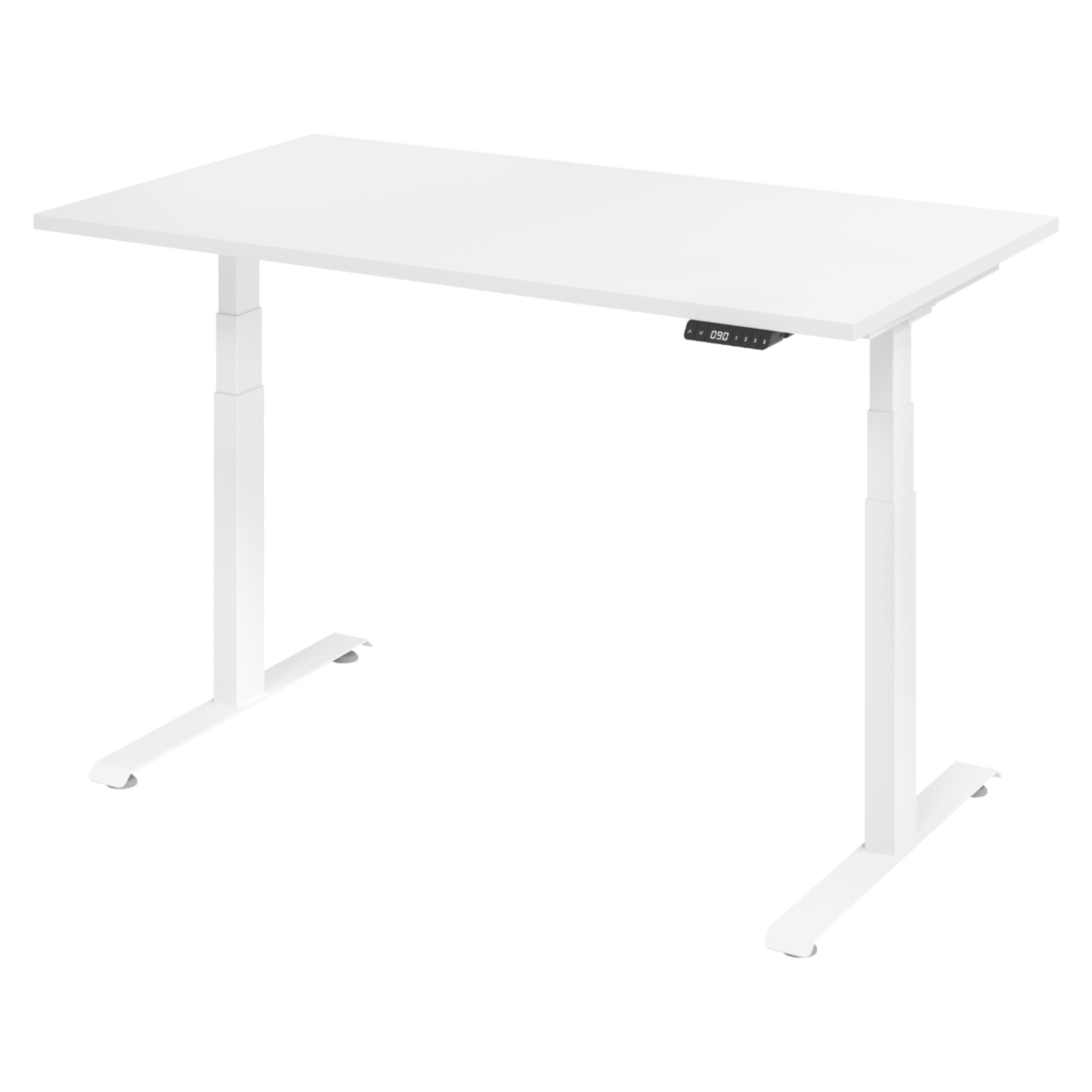 SCHREIBTISCH elektrisch 80/140/74 cm in Weiß/Weiß - Weiß, Holzwerkstoff (80/140/74cm) - bümö