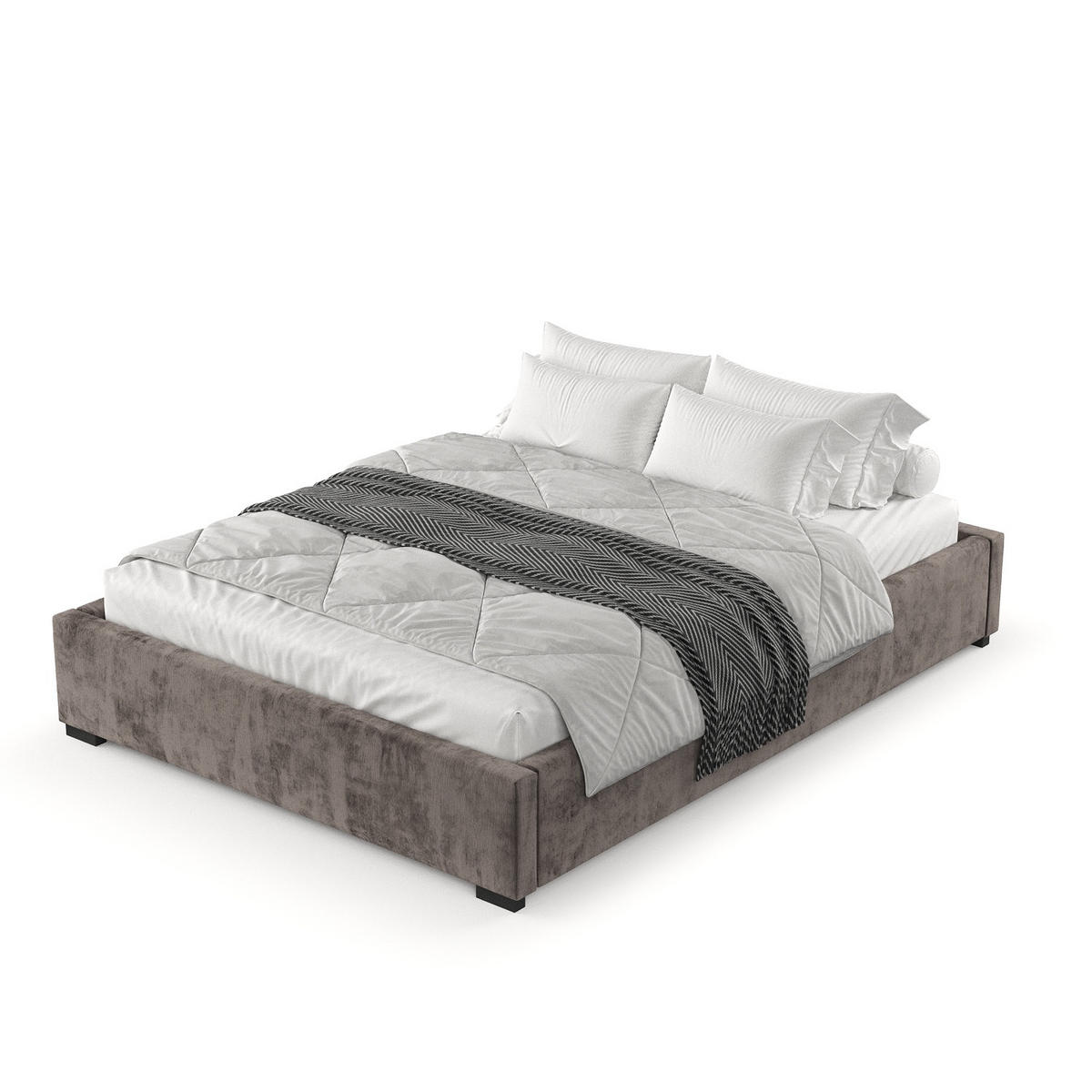 POLSTERBETT Maple Braun 140/200 cm im Chenille-Stoff - Schwarz/Naturfarben, Holz/Holzwerkstoff (140/200cm) - Maison de Reve