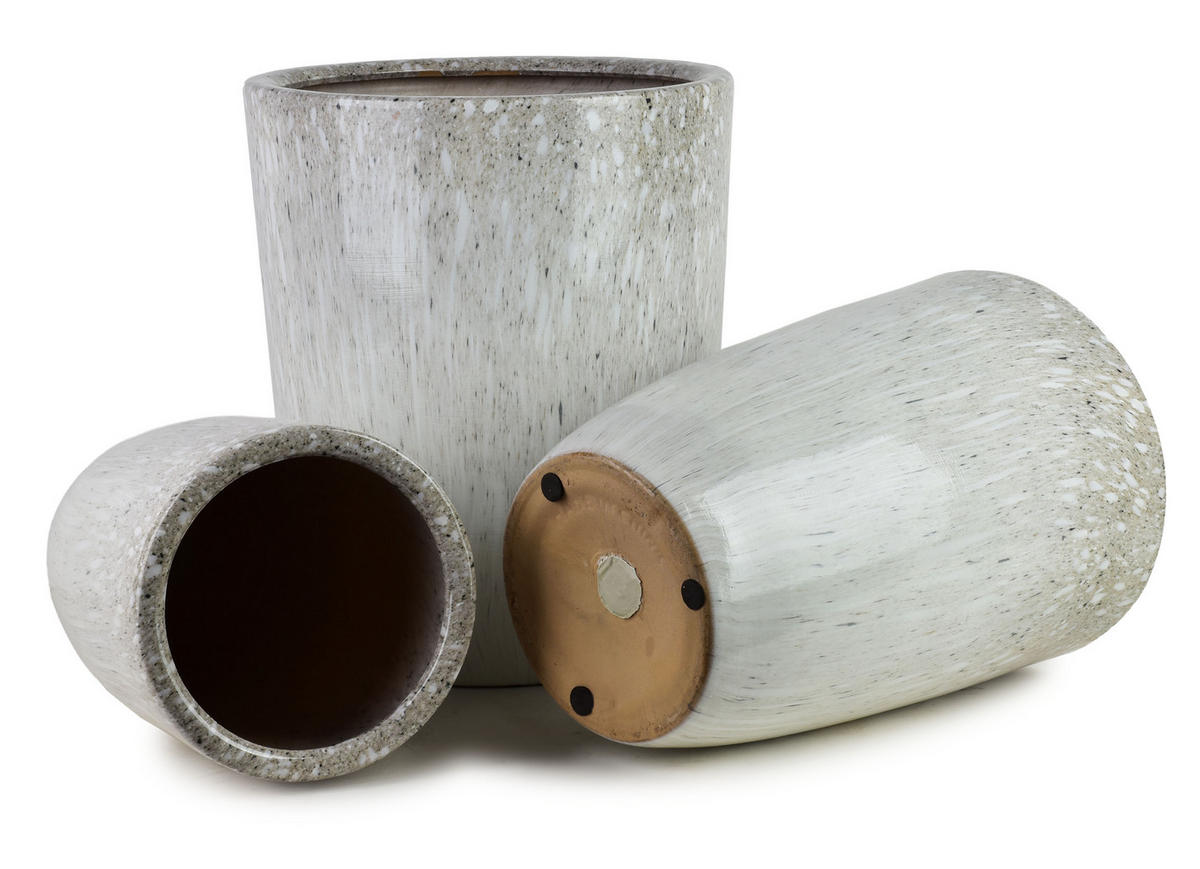 BLUMENTOPF Neva 3er Set Beige 37/37/45.5 cm Keramik - Beige, Keramik (37/45.5/37cm) - Mondex