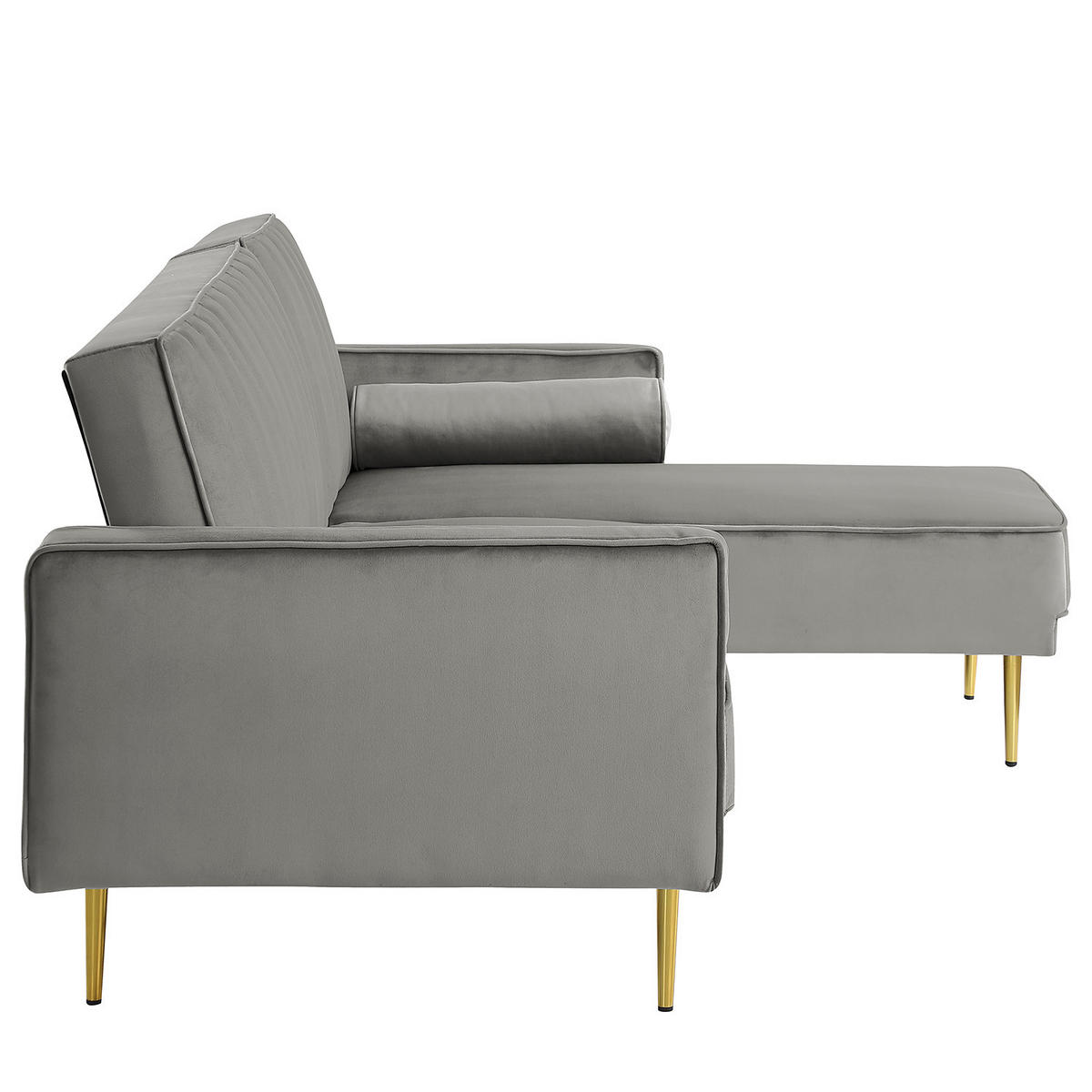 ECKSOFA mit Schlaffunktion - Dunkelgrau/Goldfarben, Textil/Metall (223/144cm) - home24