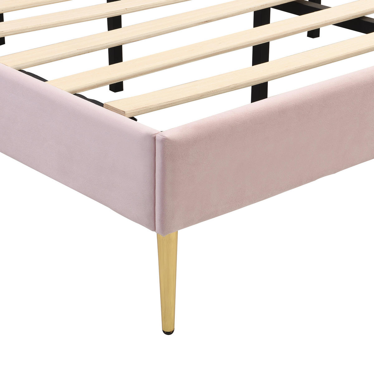 KINDERBETT Polsterbett 140/190 cm aus Velours mit höhenverstellbarem Kopfteil Rosa - Rosa, Textil (140/190cm) - Modenvie
