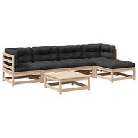 GARTEN-SOFAGARNITUR 6-teilig Mit Kissen Massivholz Kiefer - Braun, Holz - vidaXL