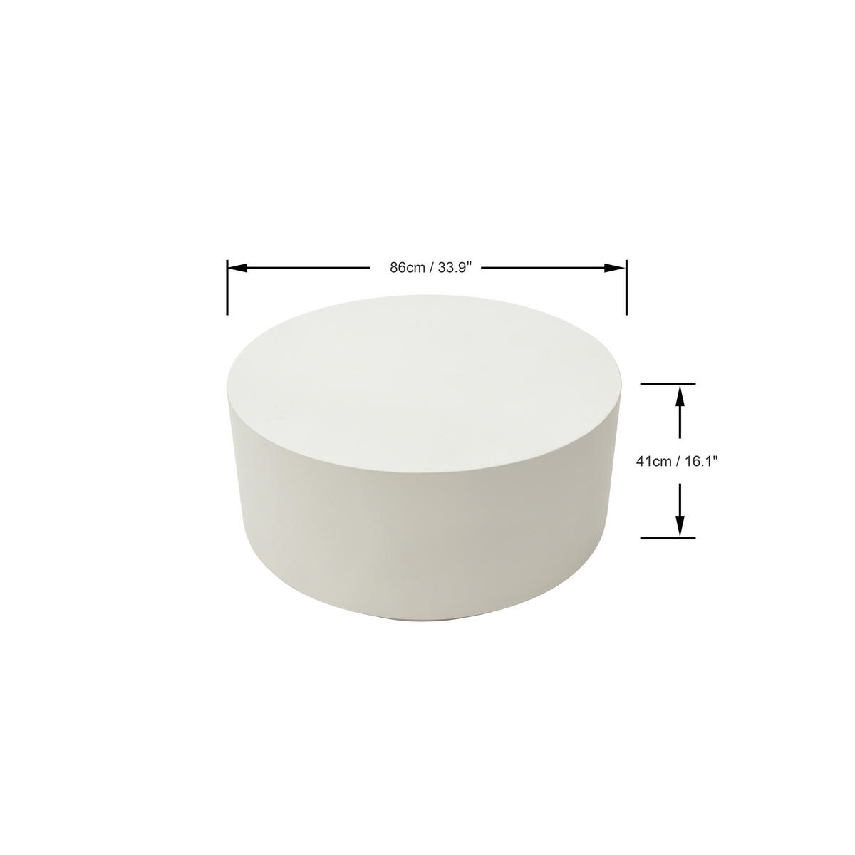 COUCHTISCH ROME Rund Mittel aus Beton 86 x 86 x 41 cm - Creme, Naturmaterialien (86/86/41cm) - Elementi
