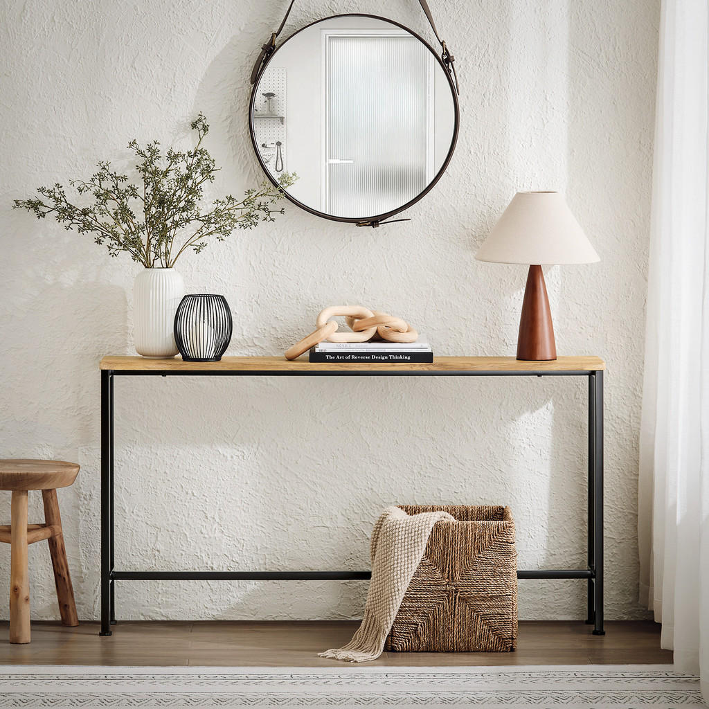 Thumbnail - SoBuy Konsolentisch, Schwarz, Natur, Holzwerkstoff, Metall, 120x65x20 cm, Wohnzimmer, Wohnzimmertische, Konsolentische