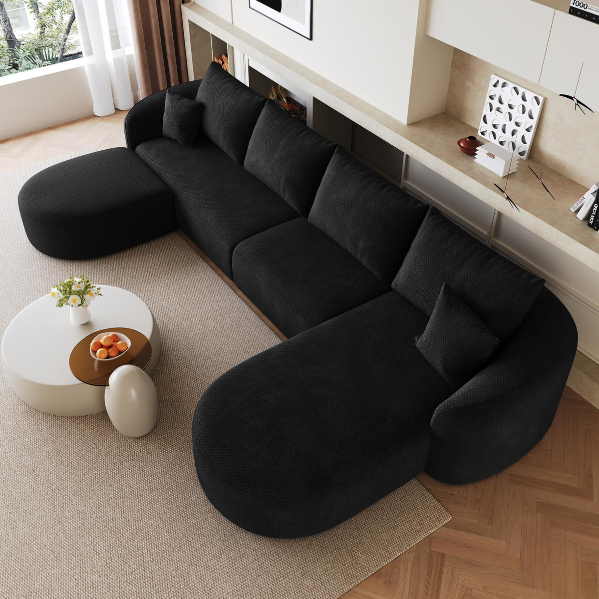 ECKSOFA 336/168/85 cm schwarz aus Stoff ohne Montage - Schwarz, Textil (168/336cm) - OKWISH