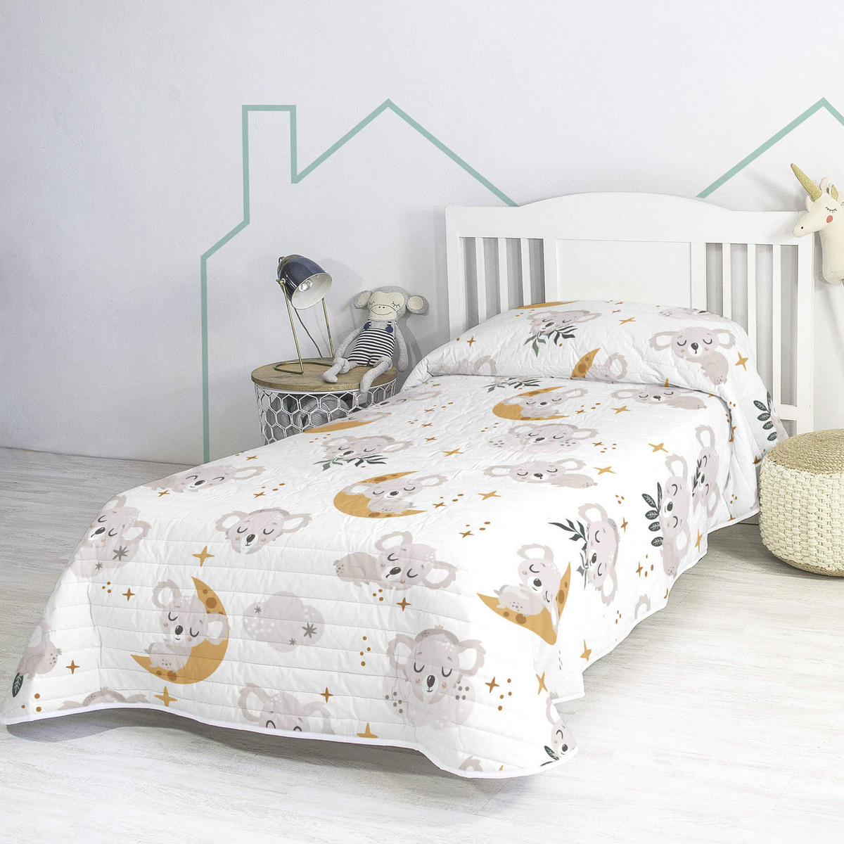 TAGESDECKE baby koala 180x260 cm (bett 80/90/105) mehrfarbig - Multicolor, Textil (180/260cm) - Happy Friday