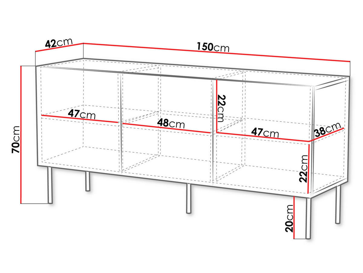 SIDEBOARD Art Deco Cashmere 3D 150 - Kaschmir, Holzwerkstoff/Metall (150/70/42cm) - MIRJAN24